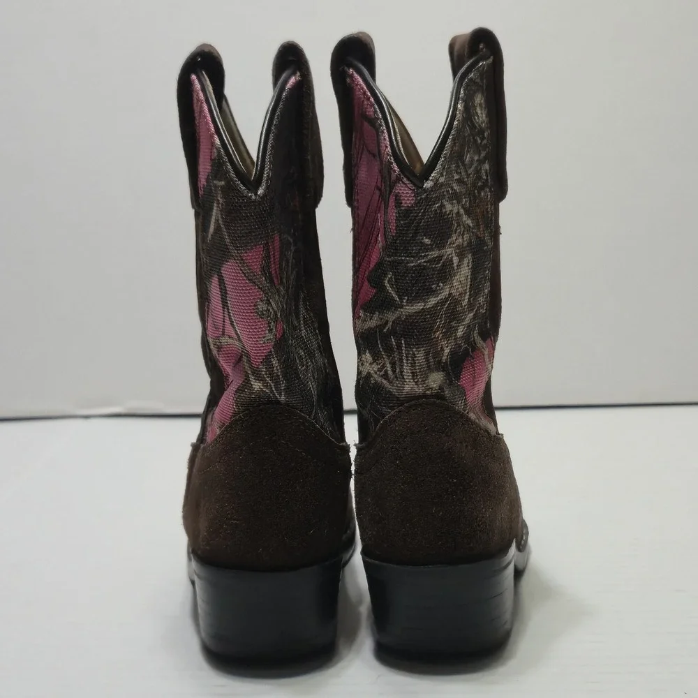 Masterson Boot Co. Kids 9.5 M Brown Suede Western Cowboy Boots Pink Camo MB2009C